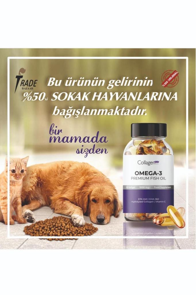 3 Adet Omega-3 Premium Fish Oil 90 Softgel X 1000mg, Balık Yağı, Hidrolize Kolajen