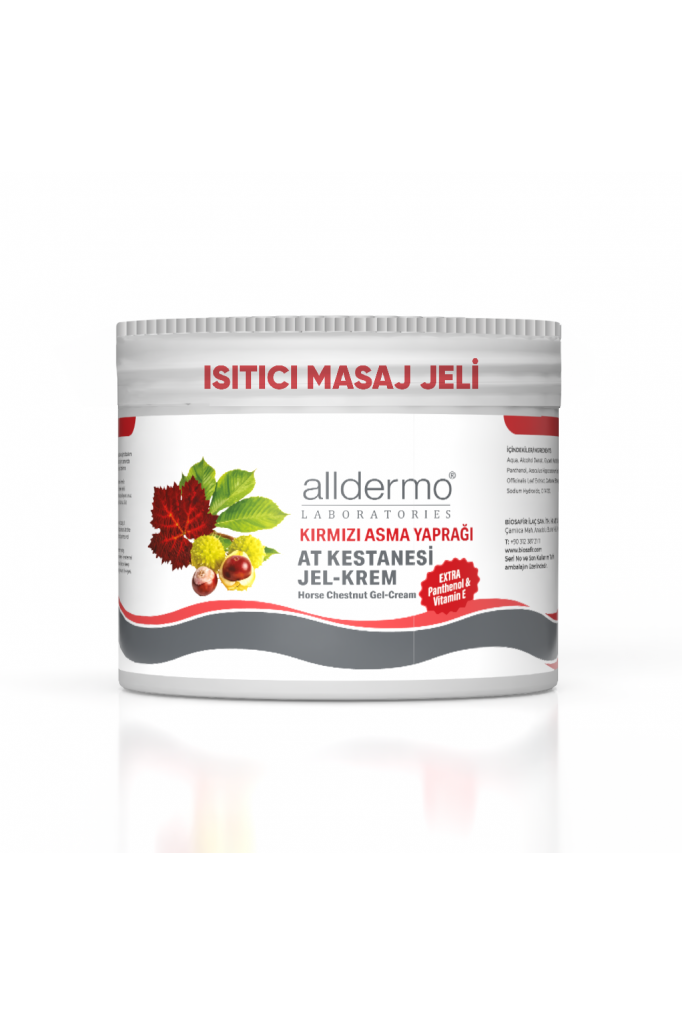 Alldermo At kestanesi Kırmızı Asma Yağrağı Isıtıcı jel Krem 500 ml
