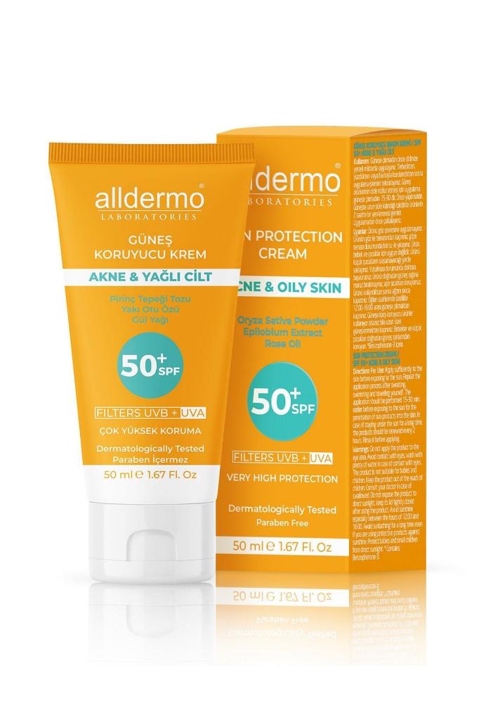 ALLDERMO SPF 50 AKNE KARŞITI VE YAĞLI CİLTLER KORUYUCU GÜNEŞ KREMİ 50 ML