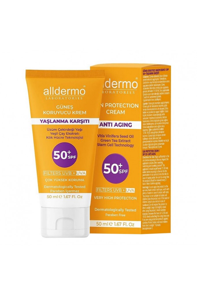 ALLDERMO SPF 50 ANTİ AGİNG YAŞLANMA KARŞITI GÜNEŞ KORUYUCU KREM 50 ML