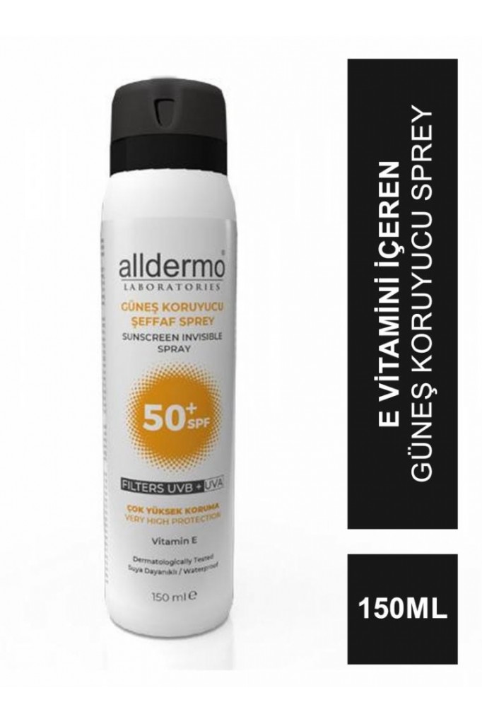 ALLDERMO SPF 50 İNVİSİBLE GÜNEŞ KORUYUCU ŞEFFAF SPREY 150 ML