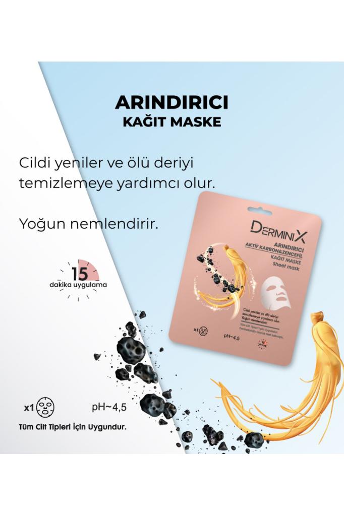 derminix Arındırıcı Aktif Karbon Ve Zencefil Içeren Yüz Kağıt Maskesi