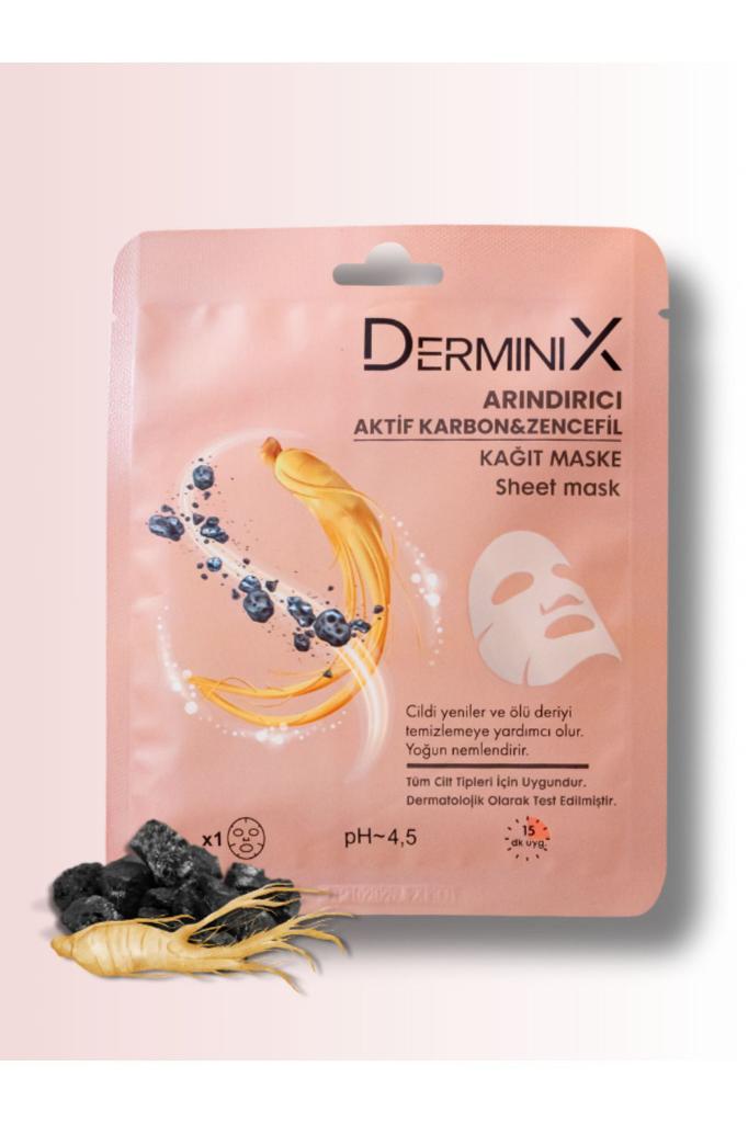 derminix Arındırıcı Aktif Karbon Ve Zencefil Içeren Yüz Kağıt Maskesi