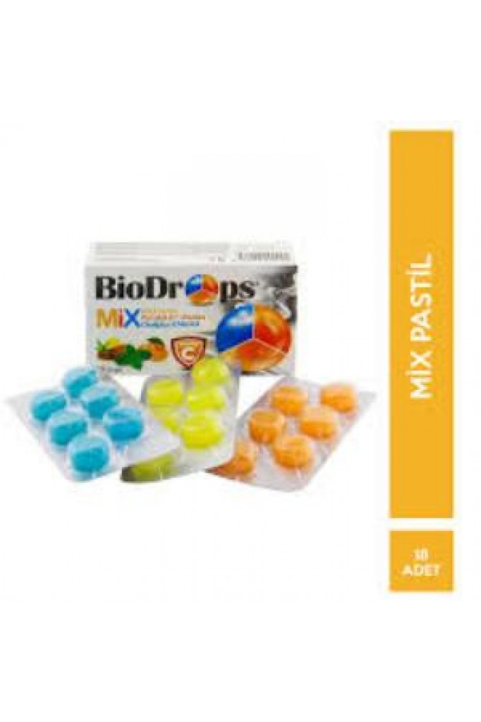 Biodrops Mix & C vitamini pastil 18 li
