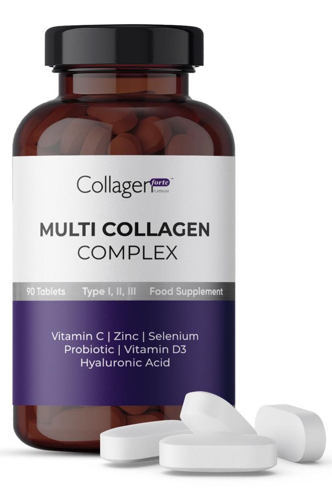 Collagen Forte Multi Collagen Complex, Hyalüronik Asit, Çinko, Selenyum, Vitamin C-e-d3 & Probiyotik, 90 Tablet