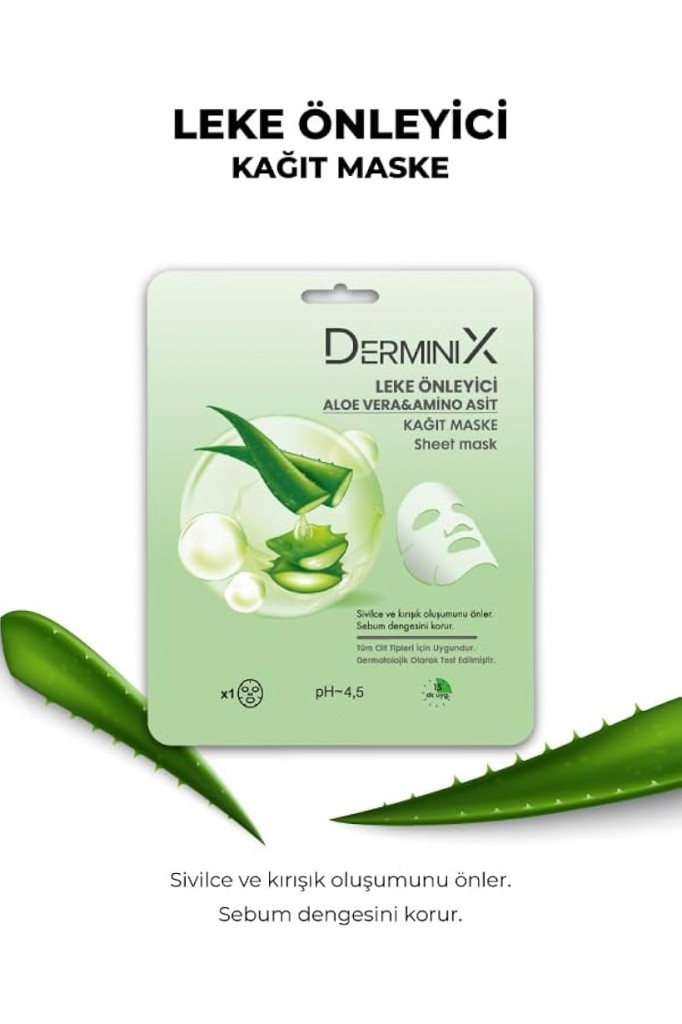 derminix leke önleyici aloe vera & amino asit Yüz Kağıt Maskesi