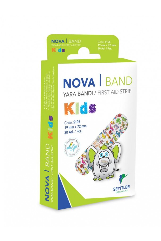 NOVA BAND KİDS DESENLİ ÇOCUK YARA BANDI 20 ADET 1 KUTU