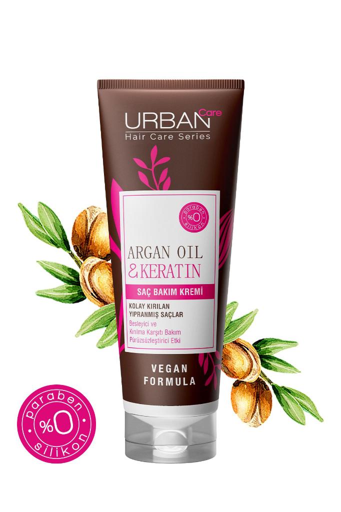 Urban Care Argan Yağı&keratin Kolay Kırılan Yıpranmış Saçlara Özel Saç Bakım Kremi-vegan-250ml